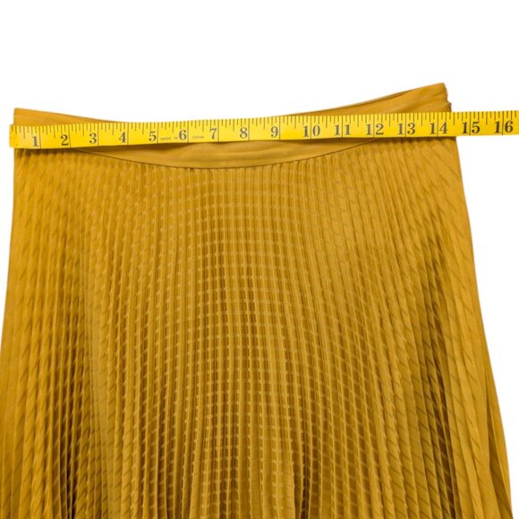 Club Monaco Yowshee Midi Skit Antique Gold Pleated Lined Side Zip Size 6 - Picture 6 of 8